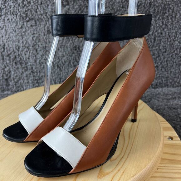 Ann Taylor Rian Pumps Womens 8.5 Genuine Leather Ankle Wrap Stiletto Heels - Picture 2 of 10